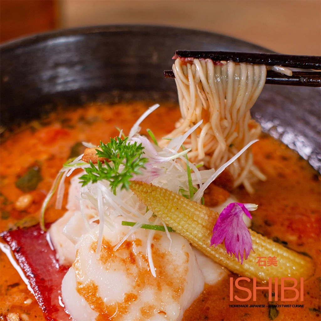 French Ramen (Tomato Basil Tonkotsu Soup)